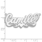 14k White Gold 3D Polished Heart Name Plate