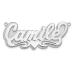 10k White Gold 3D Polished Heart Name Plate