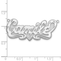 14k White Gold 3D Diamond-cut Heart Name Plate