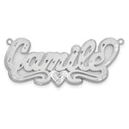 SS/Rhodium-plated 3D Satin Diamond-cut Heart Name Plate
