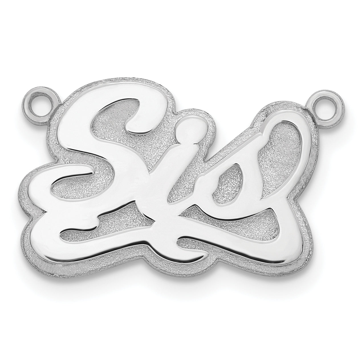 Sterling Silver/Rhodium-plated 3D Polished Name Plate Secondary image