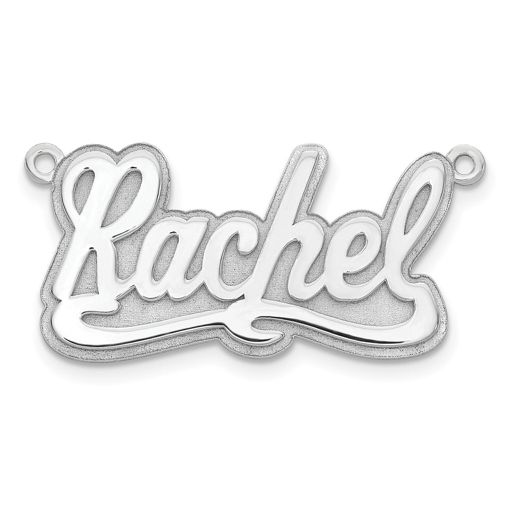Sterling Silver/Rhodium-plated 3D Polished Name Plate