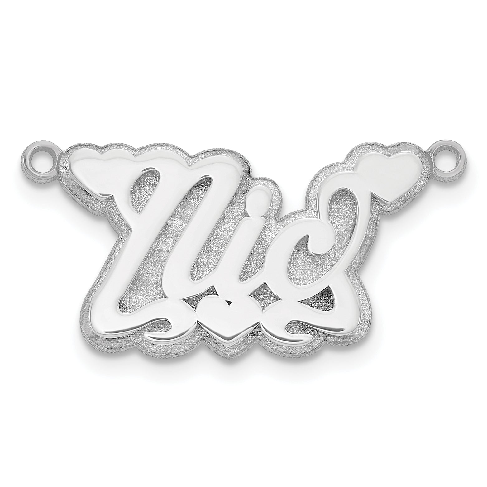 10k White Gold 3D Polished Hearts Name Plate Secondary image