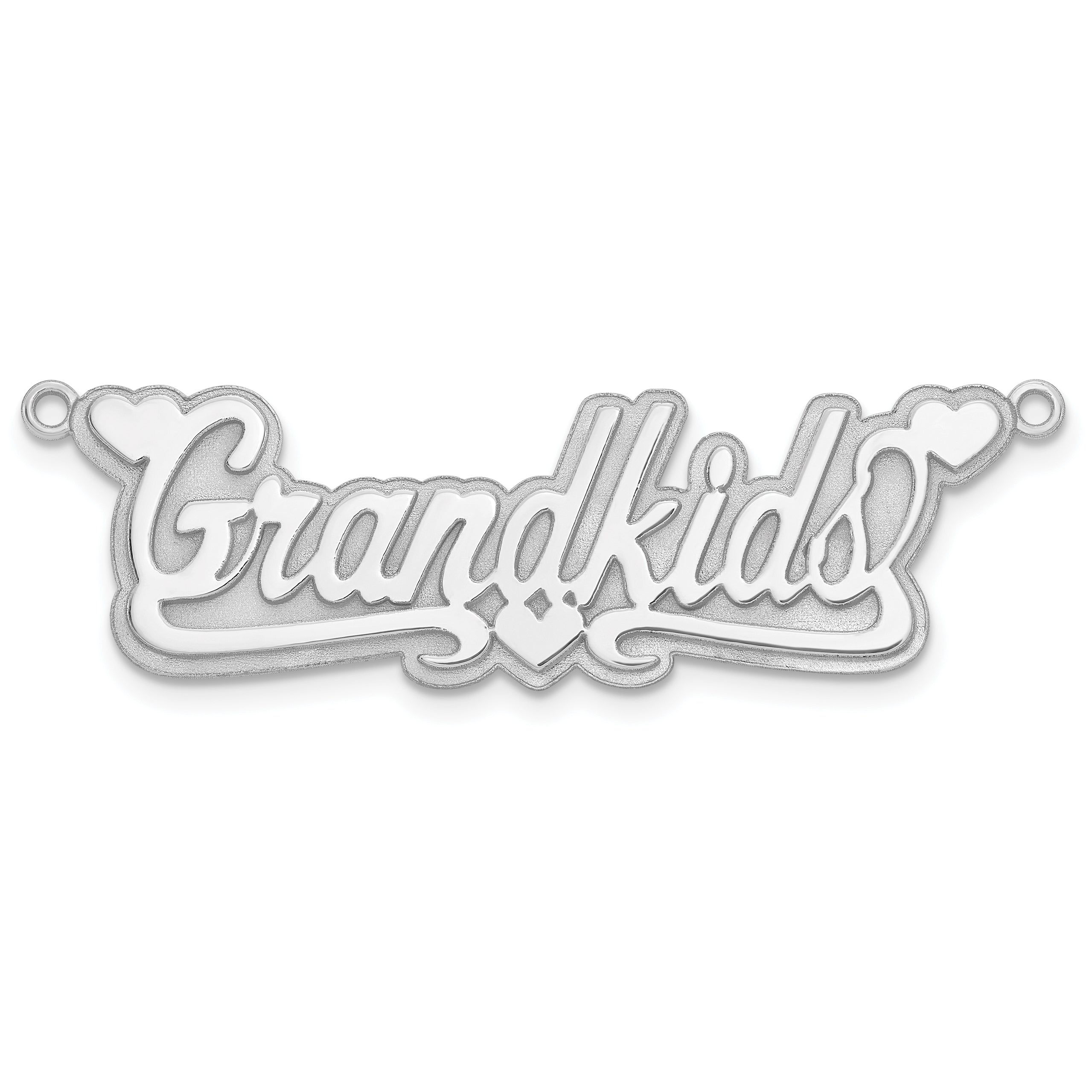 14k White Gold 3D Polished Hearts Name Plate