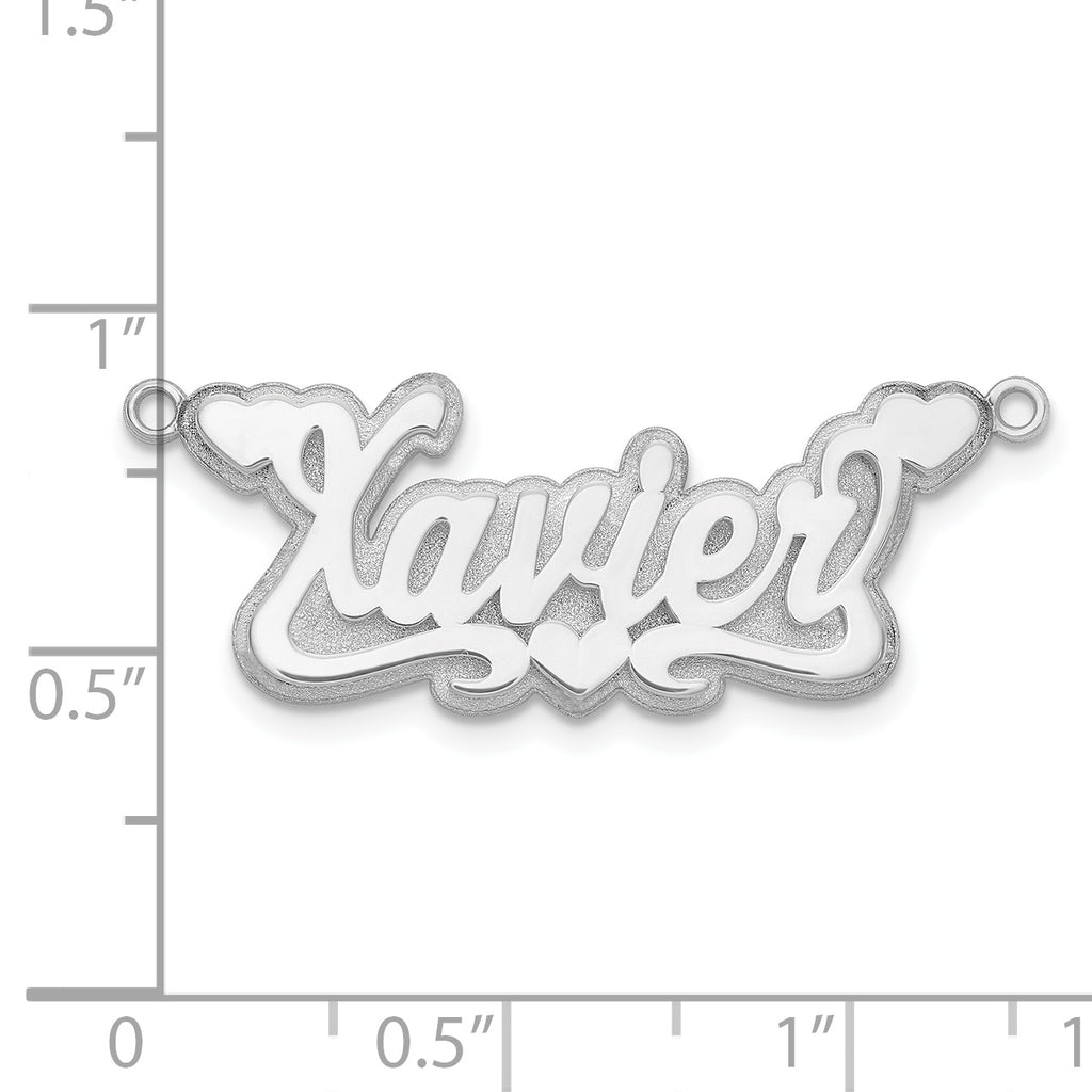 14k White Gold 3D Polished Hearts Name Plate
