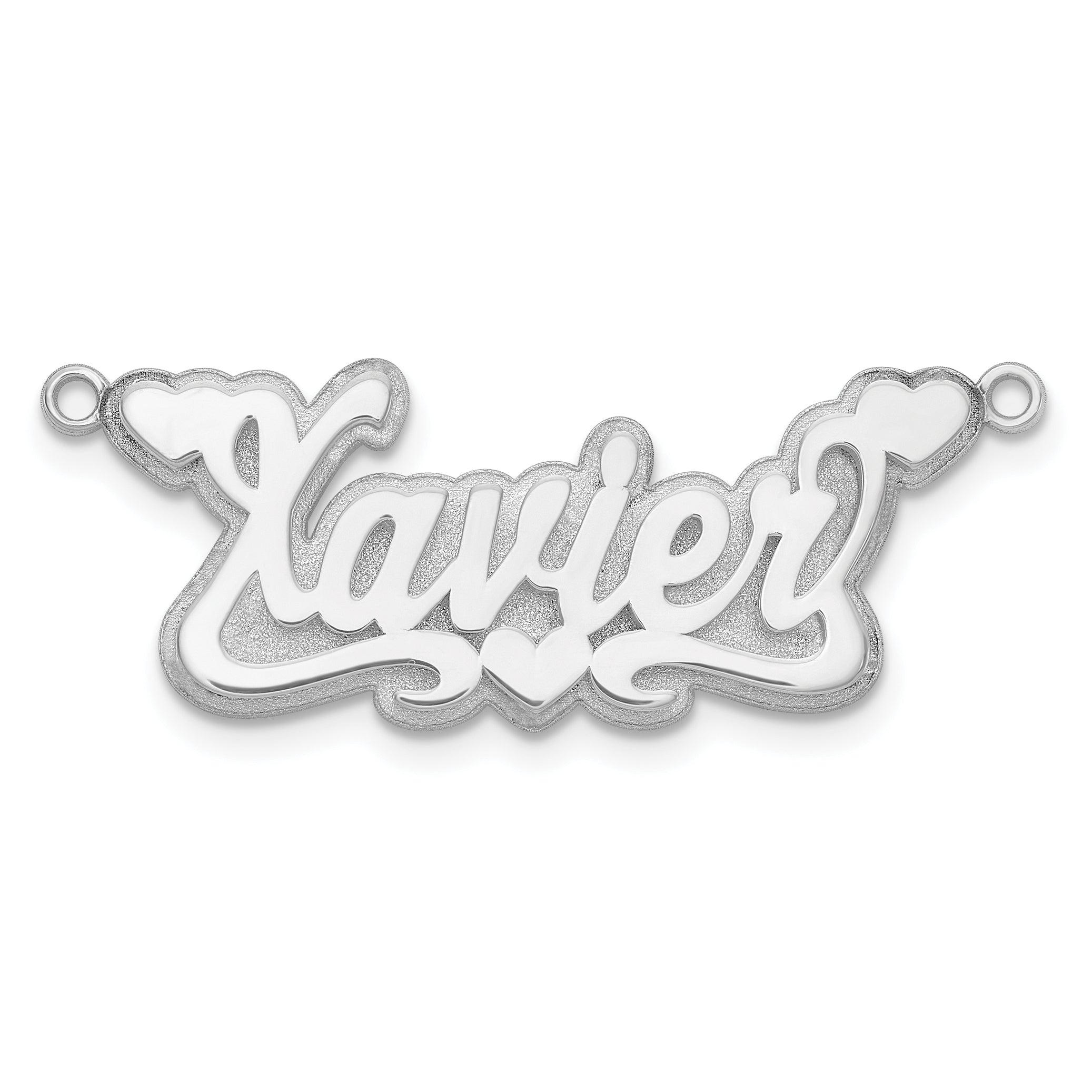 10k White Gold 3D Polished Hearts Name Plate Main image