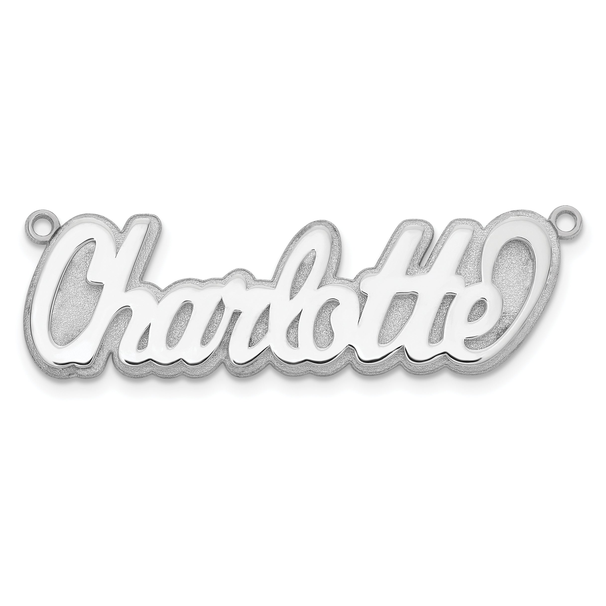 Sterling Silver/Rhodium-plated 3D Polished Name Plate