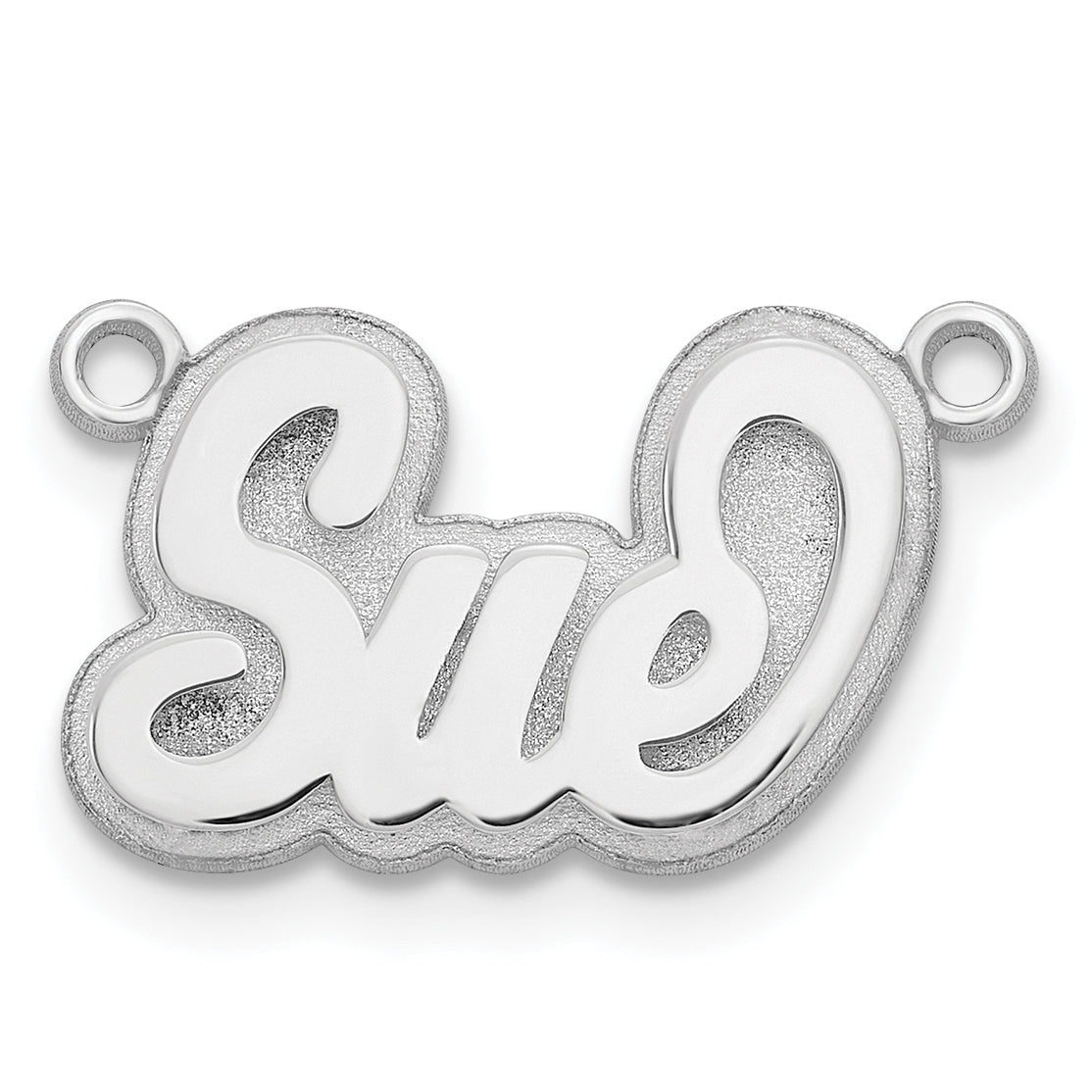 Sterling Silver/Rhodium-plated 3D Polished Name Plate Secondary image