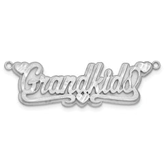 14k White Gold 3D Satin Diamond-cut Hearts Name Plate