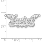 14k White Gold 3D Satin Diamond-cut Hearts Name Plate