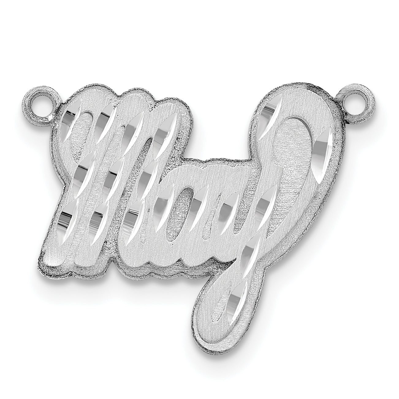 14k White Gold 3D Satin Diamond-cut Name Plate