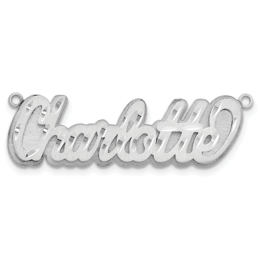 Sterling Silver/Rhodium-plated 3D Satin Diamond-cut Name Plate