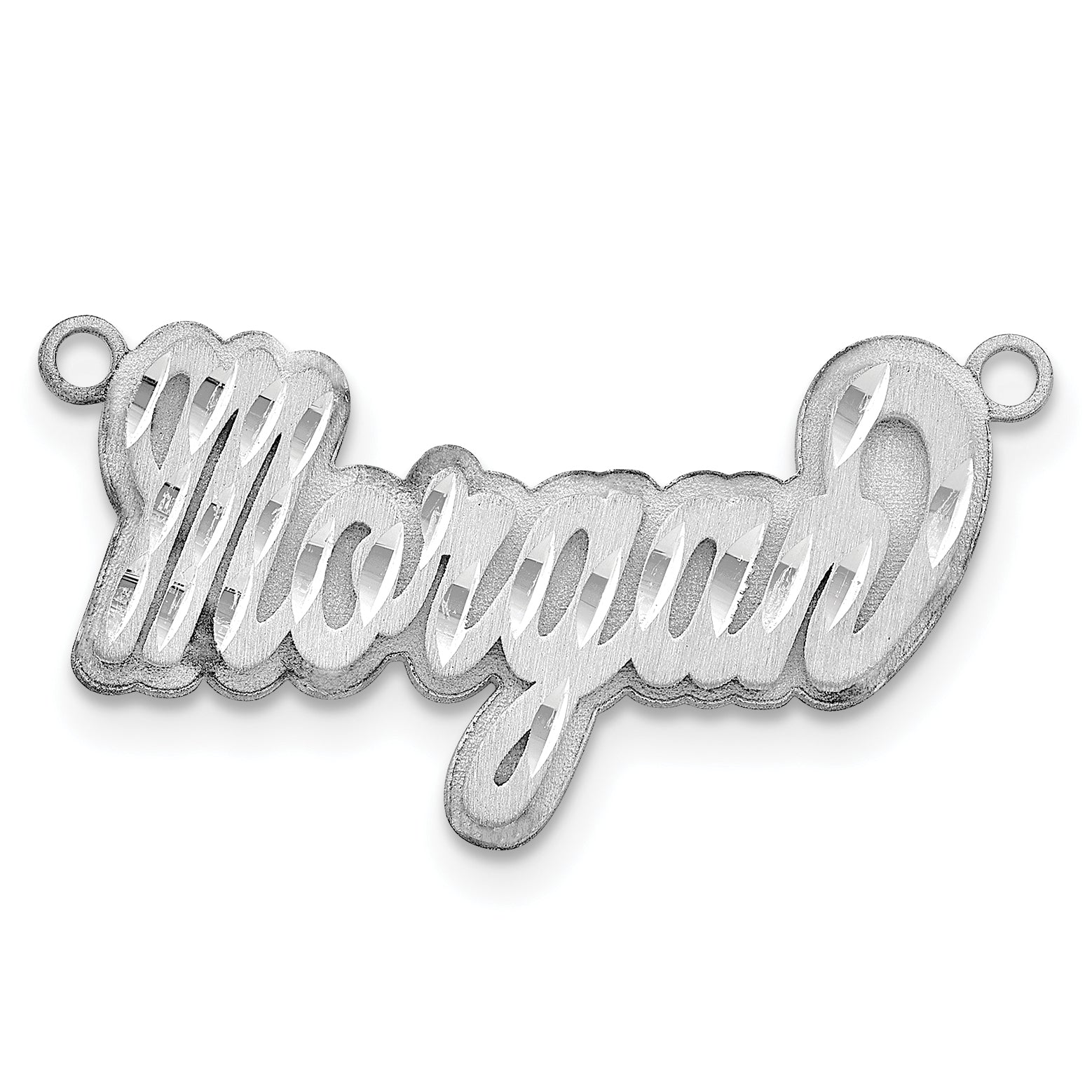 10k White Gold 3D Satin Diamond-cut Name Plate Main image