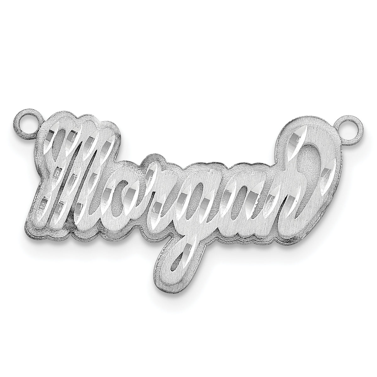 14k White Gold 3D Satin Diamond-cut Name Plate