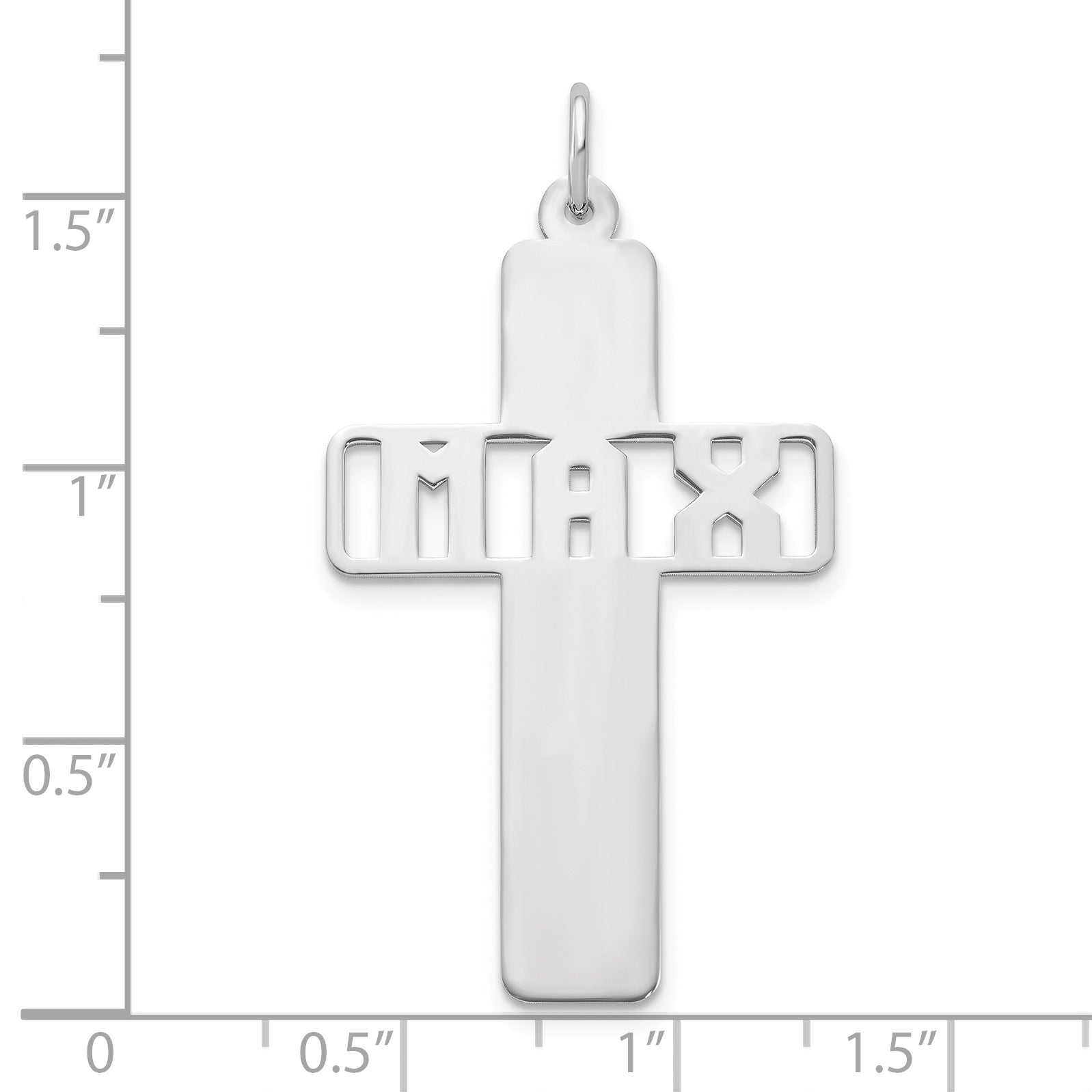 10k White Gold Cross with Cut-out Name Charm