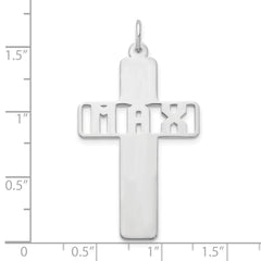 10k White Gold Cross with Cut-out Name Charm