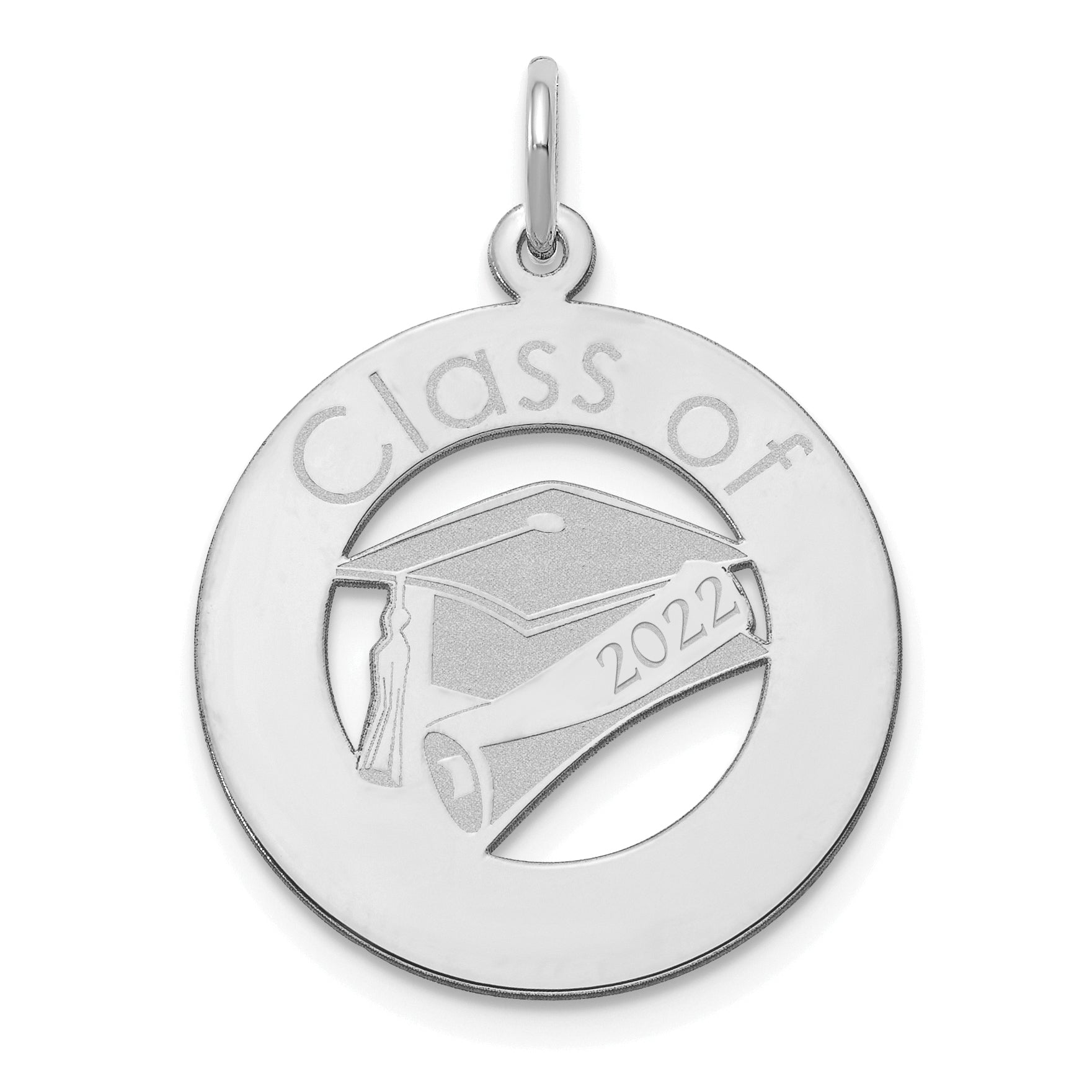 14k White Gold Personalized Graduation Charm Main image