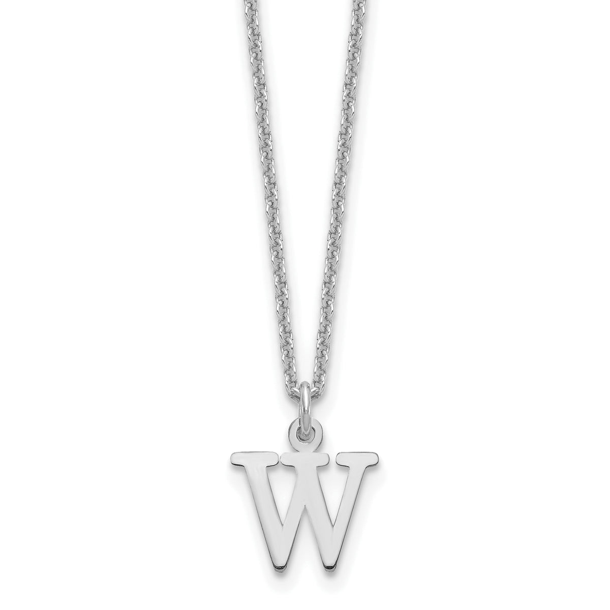10KW Cutout Letter W Initial Necklace