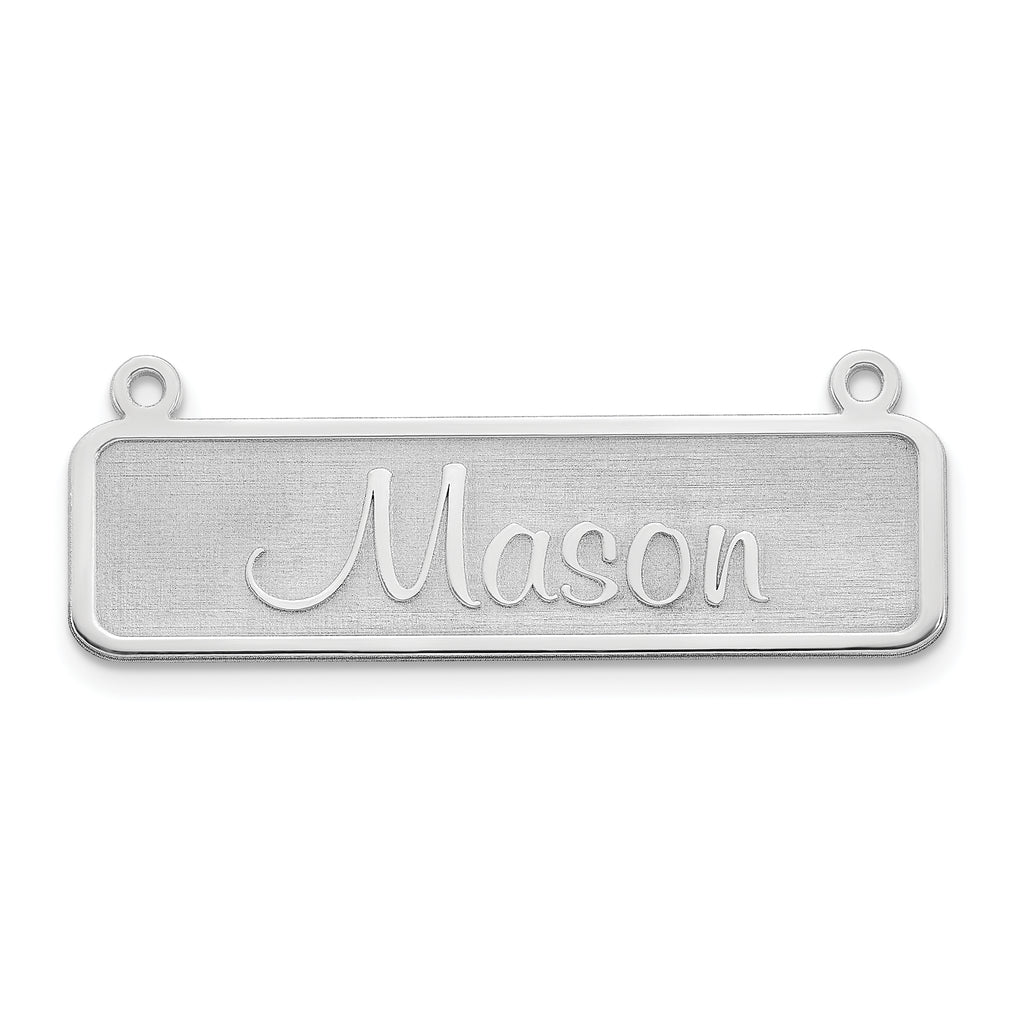 Sterling Silver/Rhodium-plated Satin Name Plate Bar