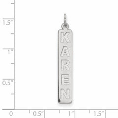 14k White Gold Large  Arial Black New Font Bar Charm