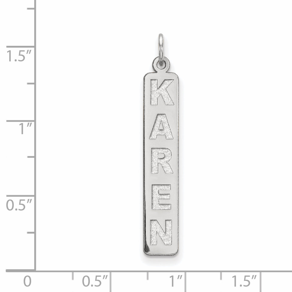 SS/Rhodium-plated Large  Arial Black New Font Bar Charm