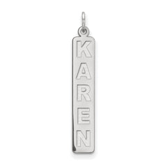 SS/Rhodium-plated Large  Arial Black New Font Bar Charm
