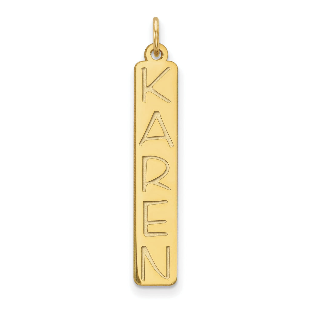 Personalized Bar Charm in 14K Yellow Gold, 6mm Satin & Polished - Sophia Jewelers