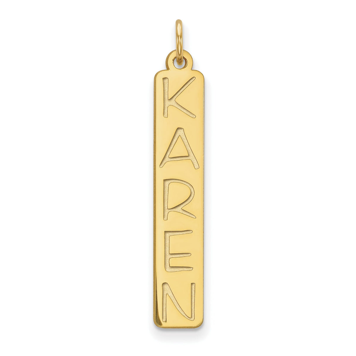 Personalized Bar Charm in 14K Yellow Gold, 6mm Satin & Polished - Sophia Jewelers