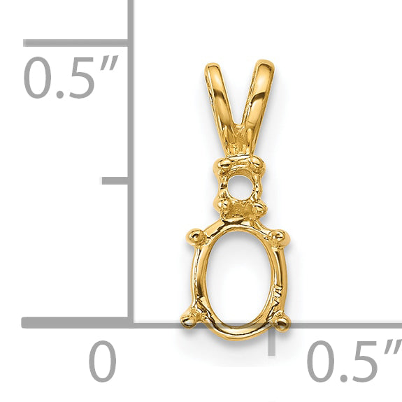 14k Diamond and 6x4mm Oval Pendant Mounting (No Stone Included)