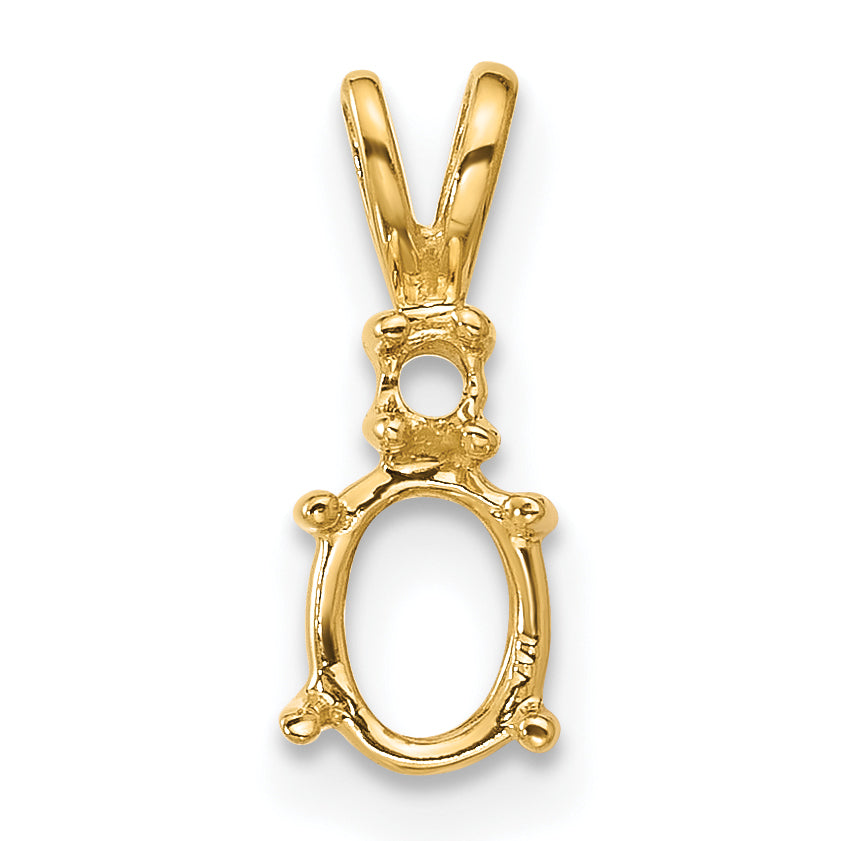 14k Diamond and 6x4mm Oval Pendant Mounting (No Stone Included)