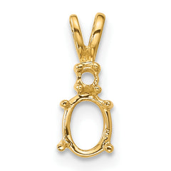 14k Diamond and 6x4mm Oval Pendant Mounting (No Stone Included)