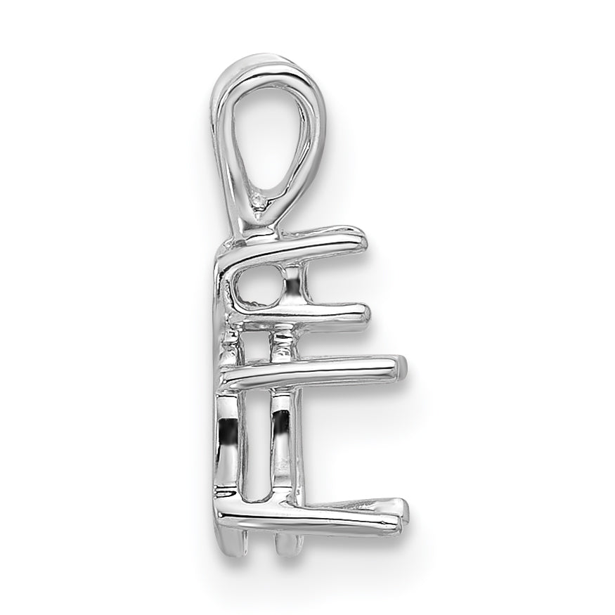 14k White Gold Diamond and 6x4mm Oval Pendant Mounting (No Stone Included)