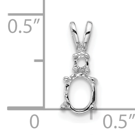 14k White Gold Diamond and 6x4mm Oval Pendant Mounting (No Stone Included)