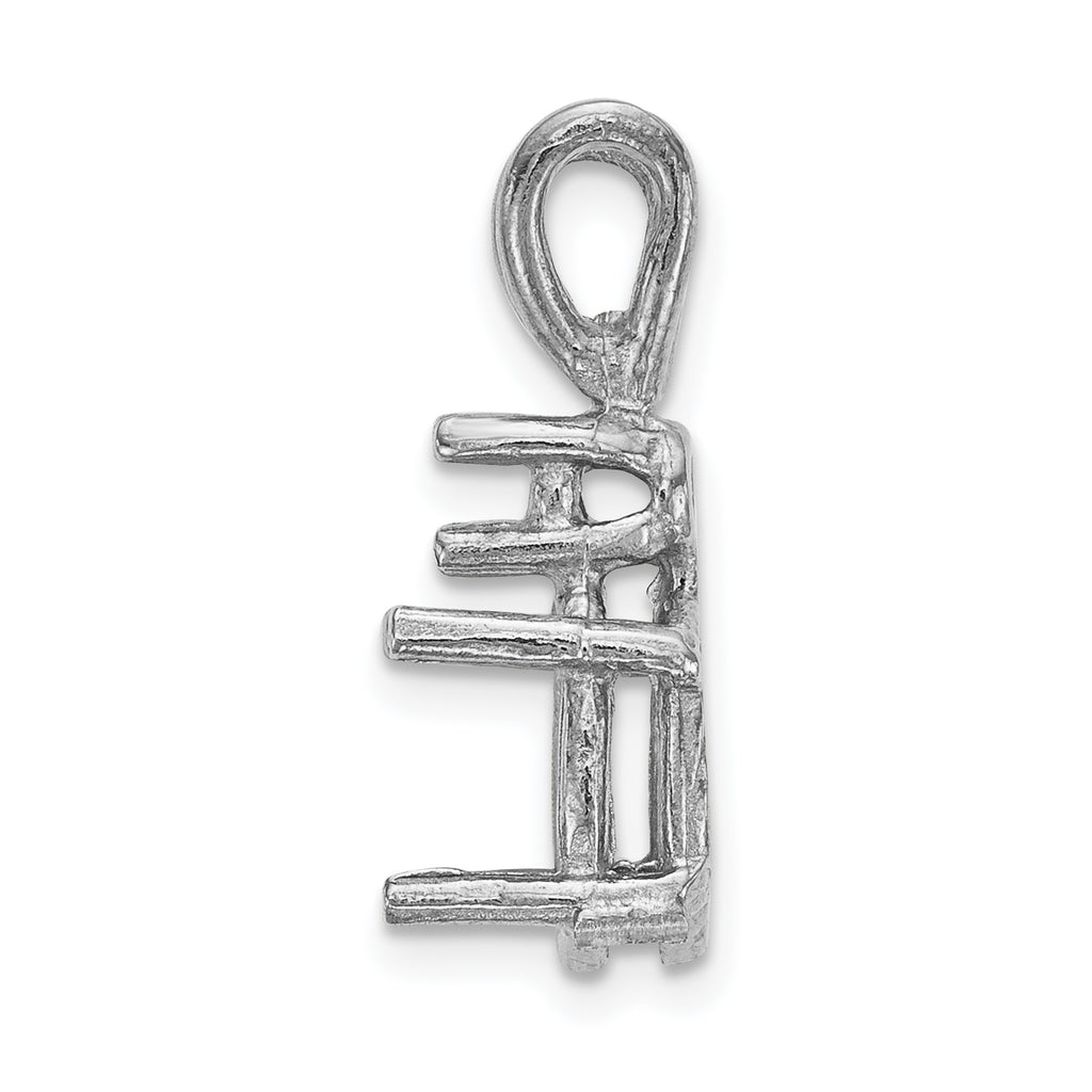 14k White Gold Diamond and 7x5mm Oval Stone Pendant Mounting (No Stone Included)