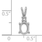 14k White Gold Diamond and 7x5mm Oval Stone Pendant Mounting (No Stone Included)