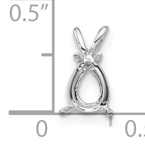 14k White Gold 7x5mm Pear Pendant Mounting (No Stone Included)