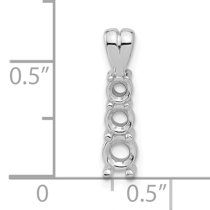 14k White Gold Holds 4.0/3.4/3.0mm Three-stone Pendant Mounting (No Stone Included)