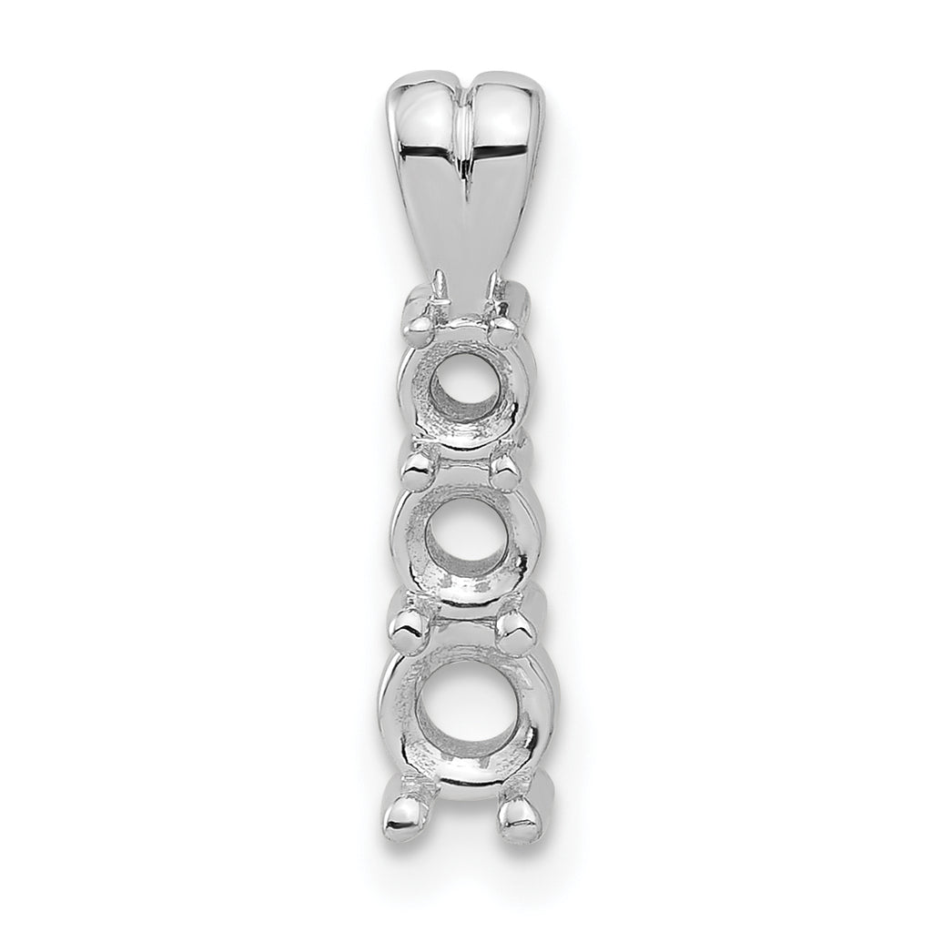 14k White Gold Holds 4.0/3.4/3.0mm Three-stone Pendant Mounting (No Stone Included)