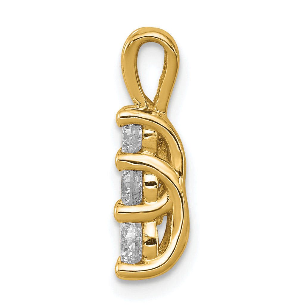 14k 1/2 carat Lab Grown Diamond VS/SI+ G+ Three Stone Pendant