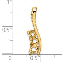 14k Holds 3.6/3.1/2.9mm Three-Stone Curved Bar Chain Slide Mounting (No Stone Included)