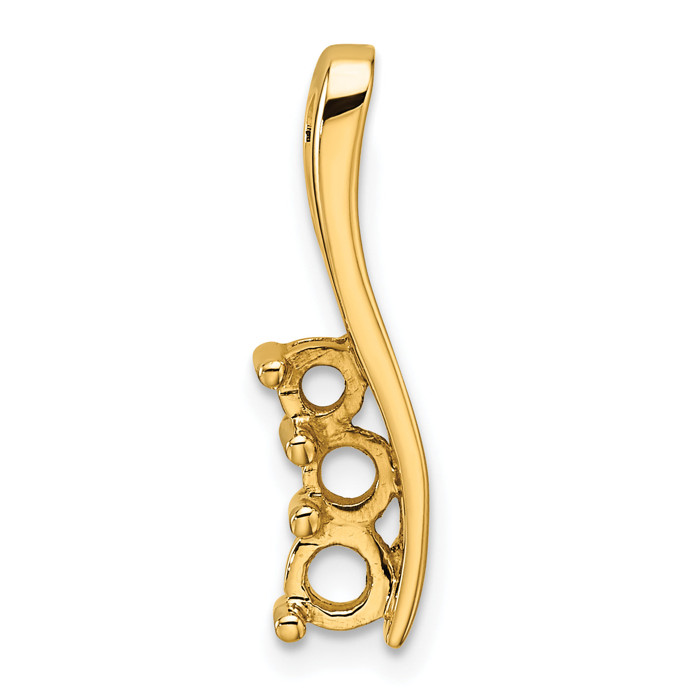 14k Holds 3.6/3.1/2.9mm Three-Stone Curved Bar Chain Slide Mounting (No Stone Included) Main image