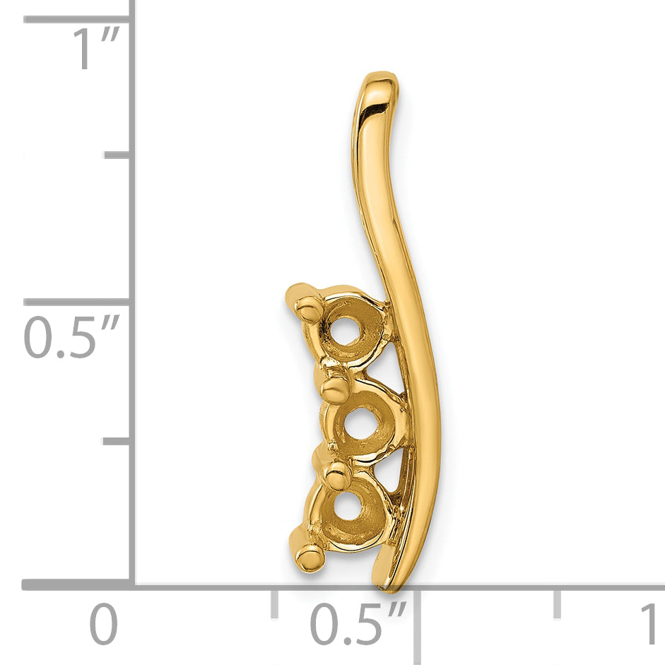 14k Holds 3-4.3mm Three-Stone Curved Bar Chain Slide Mounting (No Stone Included)