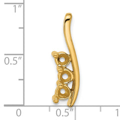 14k Holds 3-4.3mm Three-Stone Curved Bar Chain Slide Mounting (No Stone Included)