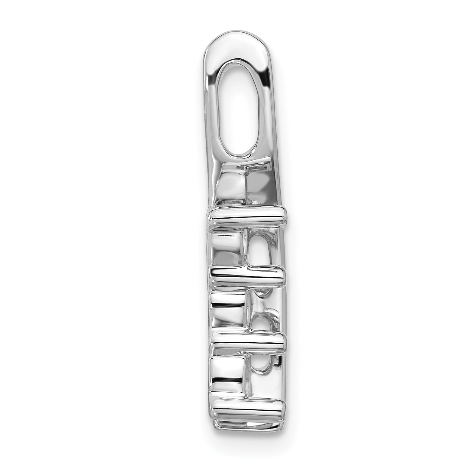 14k White Gold Holds 3-4.3mm Three-Stone Curved Bar Chain Slide Mounting (No Stone Included)