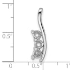 14k White Gold Holds 3-4.3mm Three-Stone Curved Bar Chain Slide Mounting (No Stone Included)
