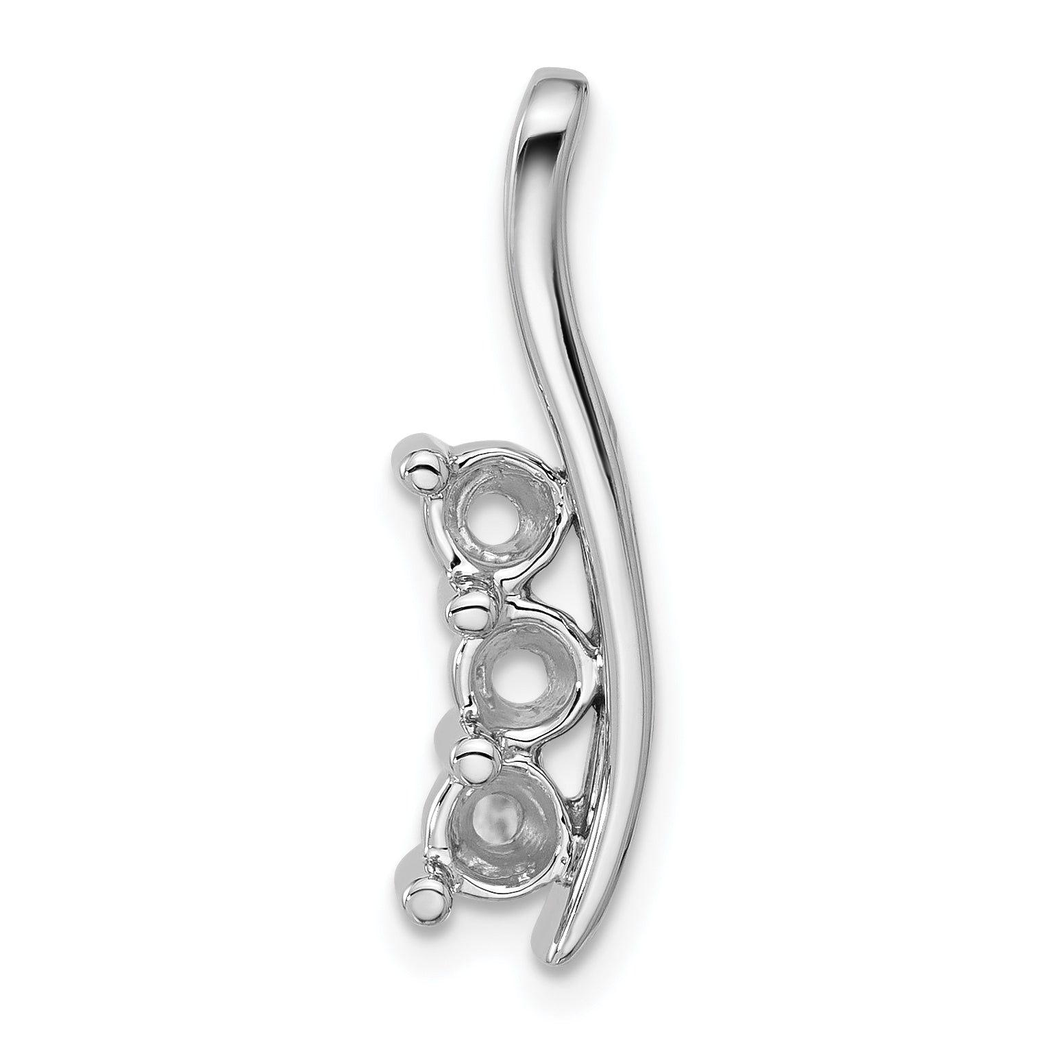 14k White Gold Holds 3-4.3mm Three-Stone Curved Bar Chain Slide Mounting (No Stone Included) Main image