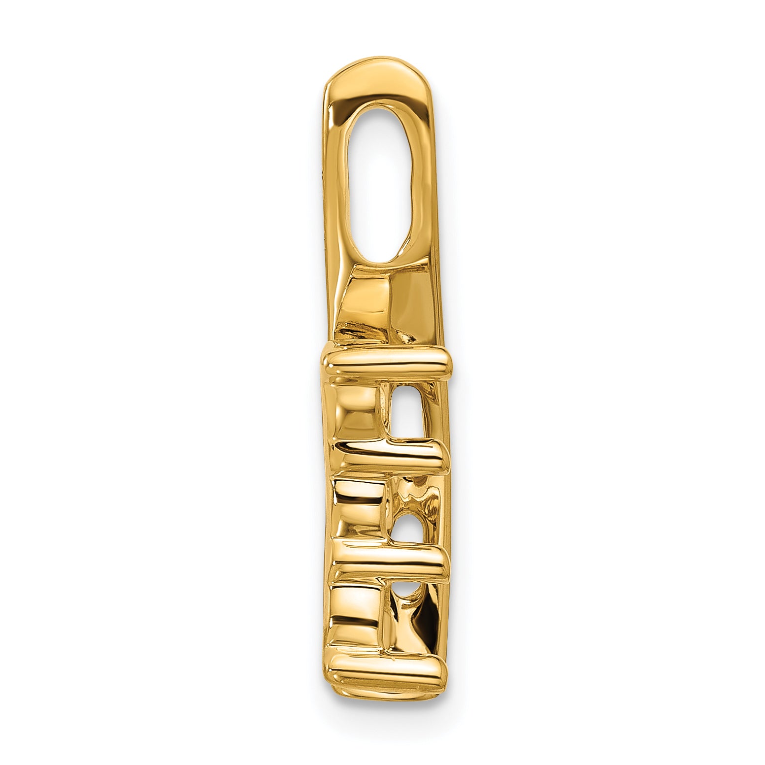 14k Holds 3-5.0mm Three-Stone Curved Bar Chain Slide Mounting (No Stone Included)