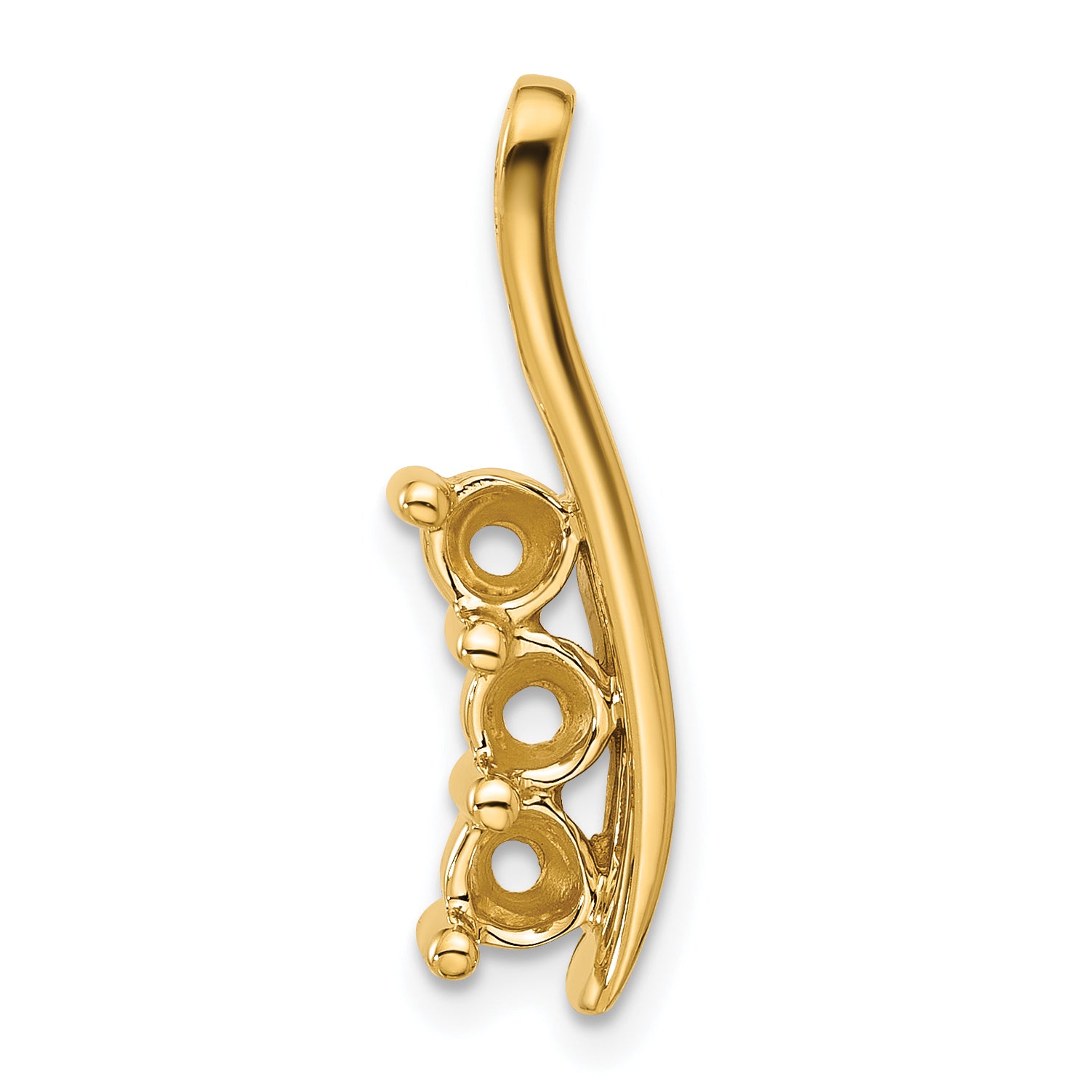 14k Holds 3-5.0mm Three-Stone Curved Bar Chain Slide Mounting (No Stone Included) Main image