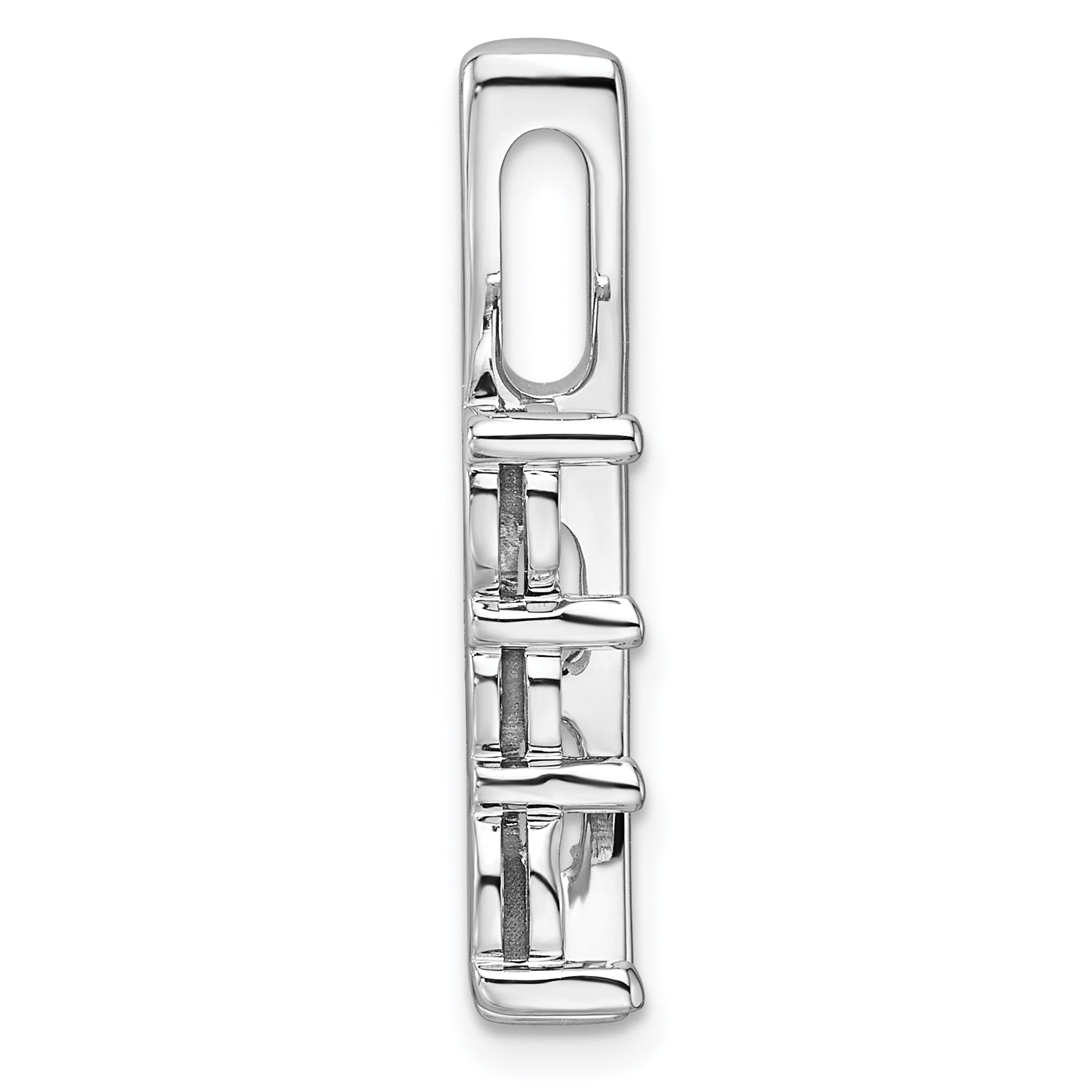 14k White Gold Holds 3-5.0mm Three-Stone Curved Bar Chain Slide Mounting (No Stone Included)