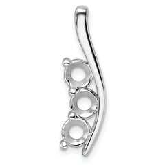 14k White Gold Holds 3-5.0mm Three-Stone Curved Bar Chain Slide Mounting (No Stone Included)